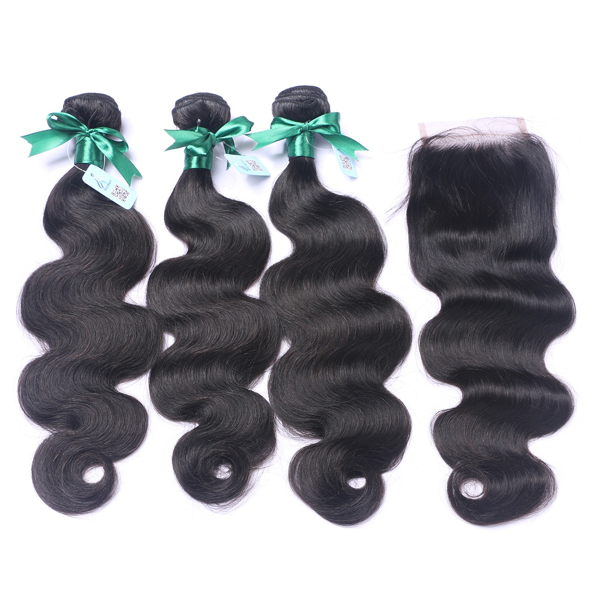 Barzilian virgin hair body wave  3 bundles with closure natural black color free shipping