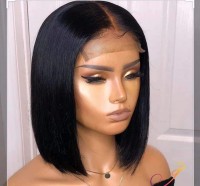 glueless closure wig  straight bob  lace wig bob style can be dye or curl