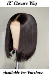 glueless closure wig  straight bob  lace wig bob style can be dye or curl