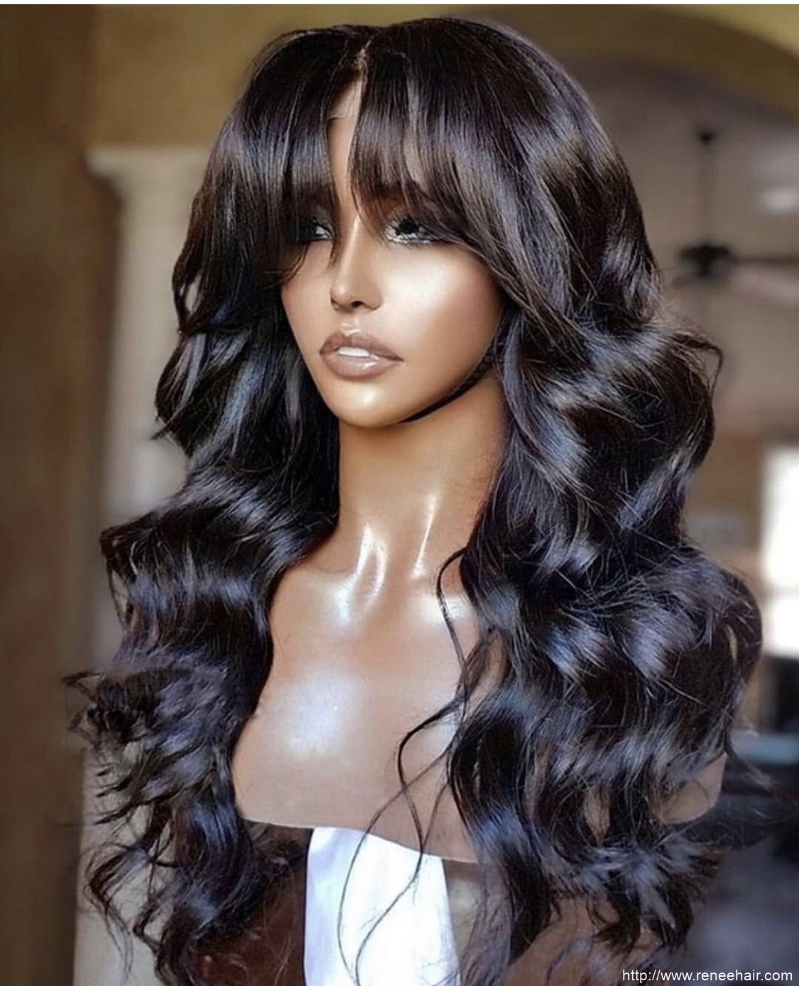 Loose Wave Lace Front Wig With bang