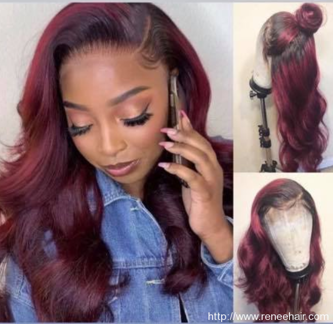 Ombre 1b/burgundy Body Wave Lace wig